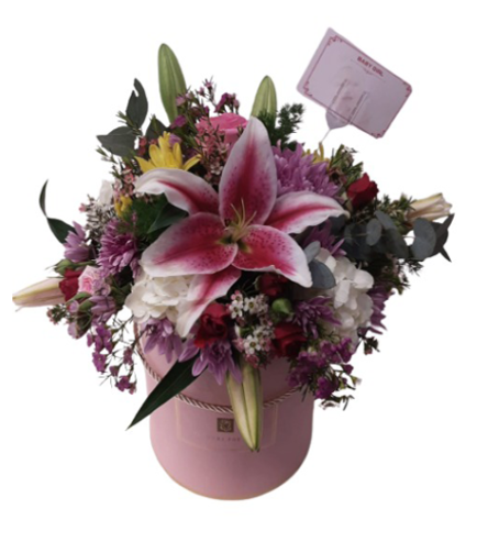 Arabian Flowers Al Reef – Baby Girl Box Arrangement