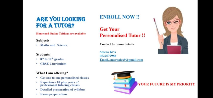 Private Tutor for Mathematics, Science & Accountancy