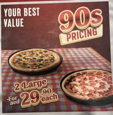 2 larg pizza for 59.75 only @ Pizza Hut alreef