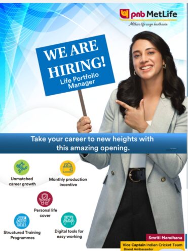 Hiring Portfolio Manager & Financial Advisor for Pnb Met Life