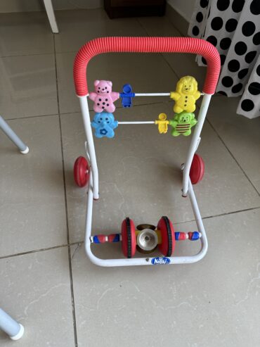 High chair, walker and foldable playpen