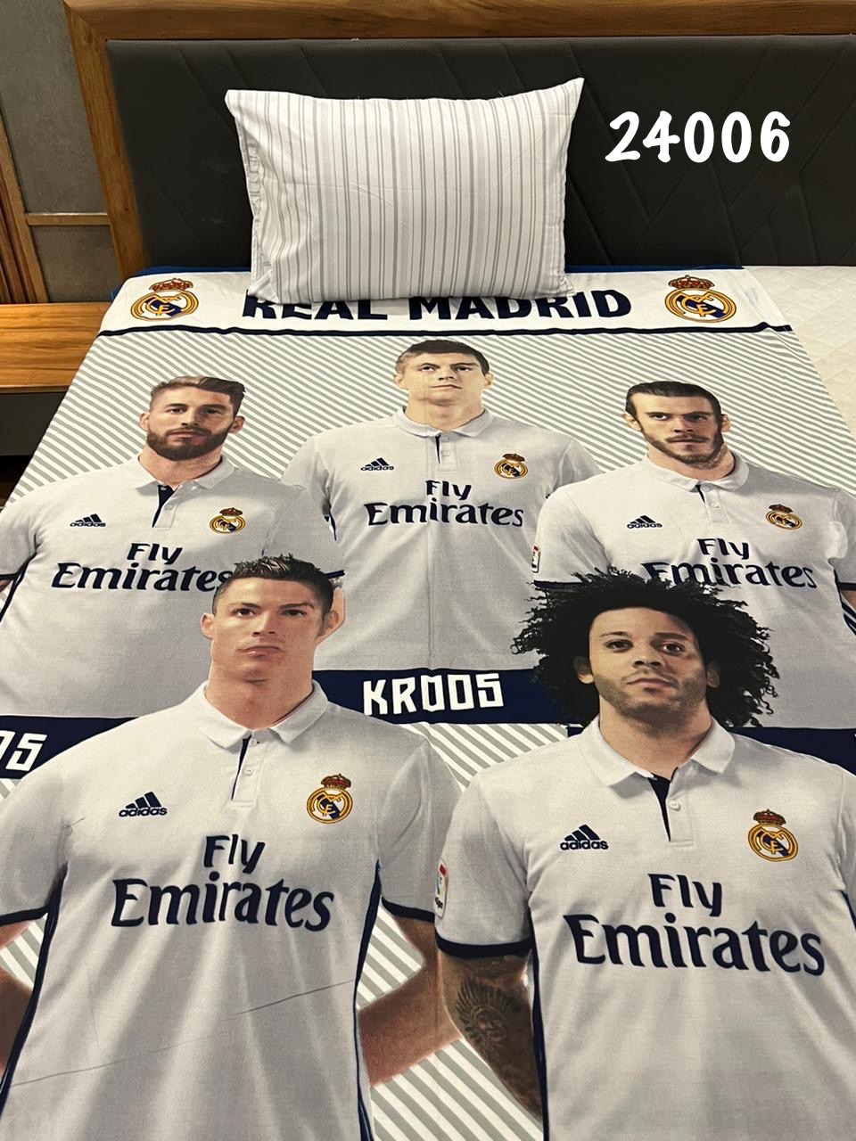 100% cotton football print single bedsheet with a pillow case