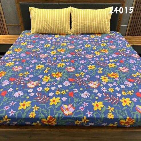 100% cotton floral print bedsheet set with 4 pillow cases