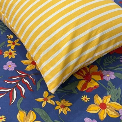 100% cotton floral print bedsheet set with 4 pillow cases