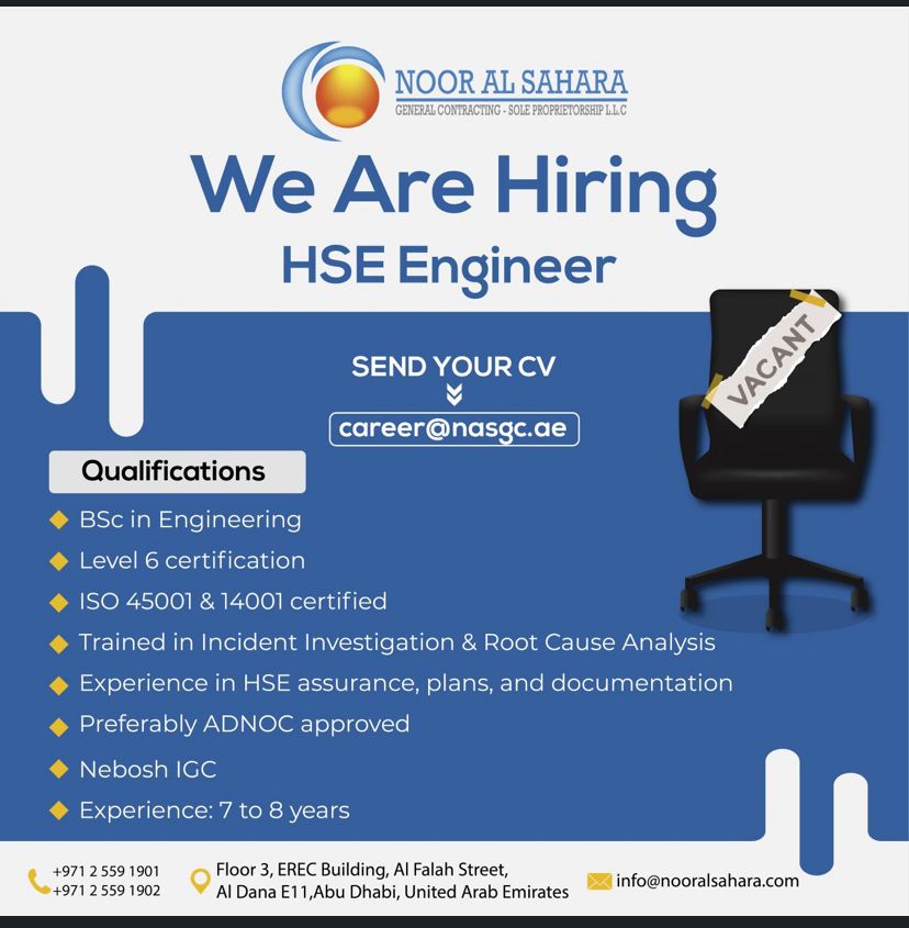 We are hiring: JP, Road safety coordinator, HSE Officer