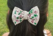Customised hand embroidered hair bow/perfect for hair styling/birthdays/cute