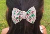Customised hand embroidered hair bow/perfect for hair styling/birthdays/cute
