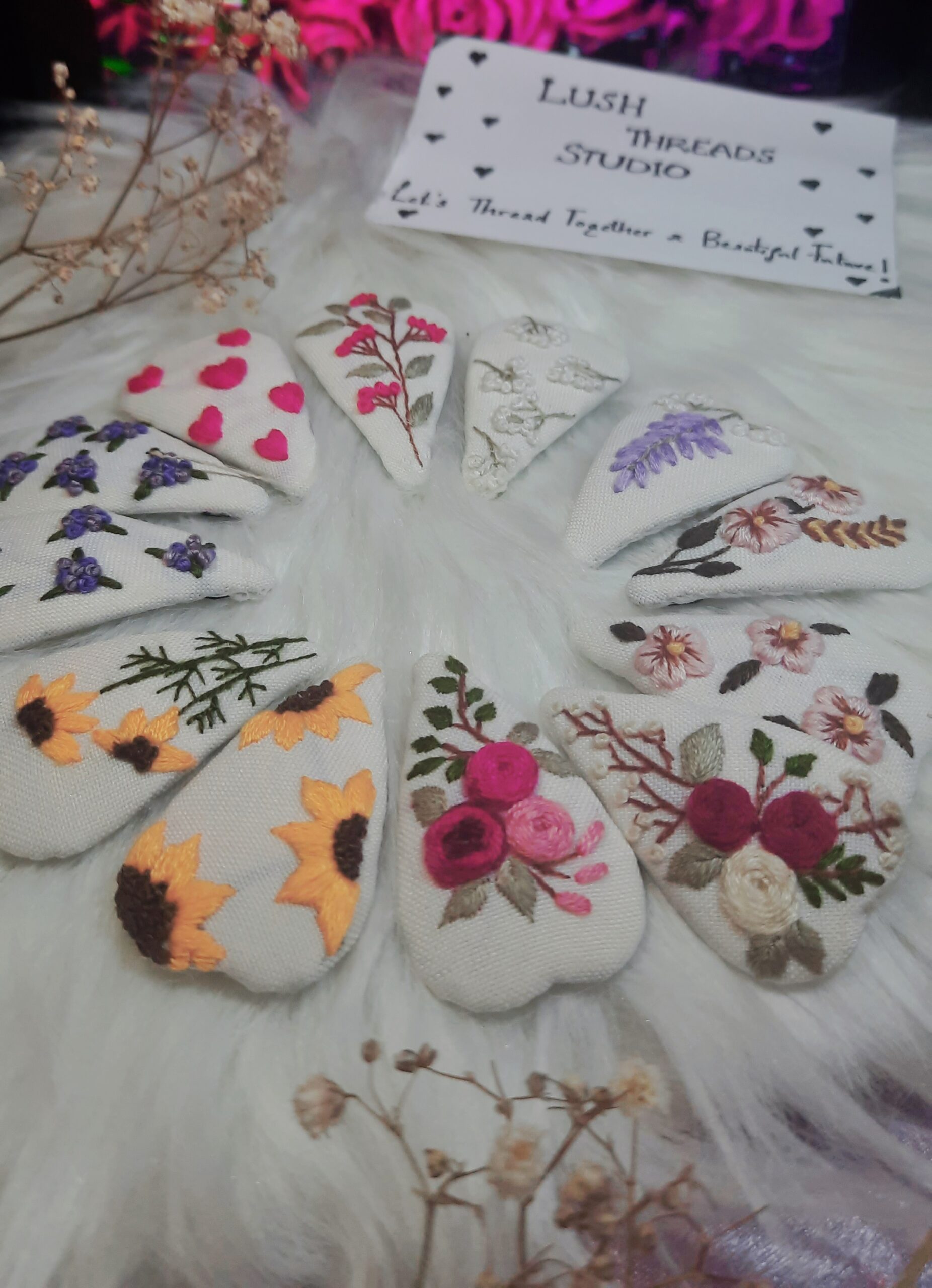 Beautiful Embroidered Handmade Hairclips/Perfect Gift/Accessories