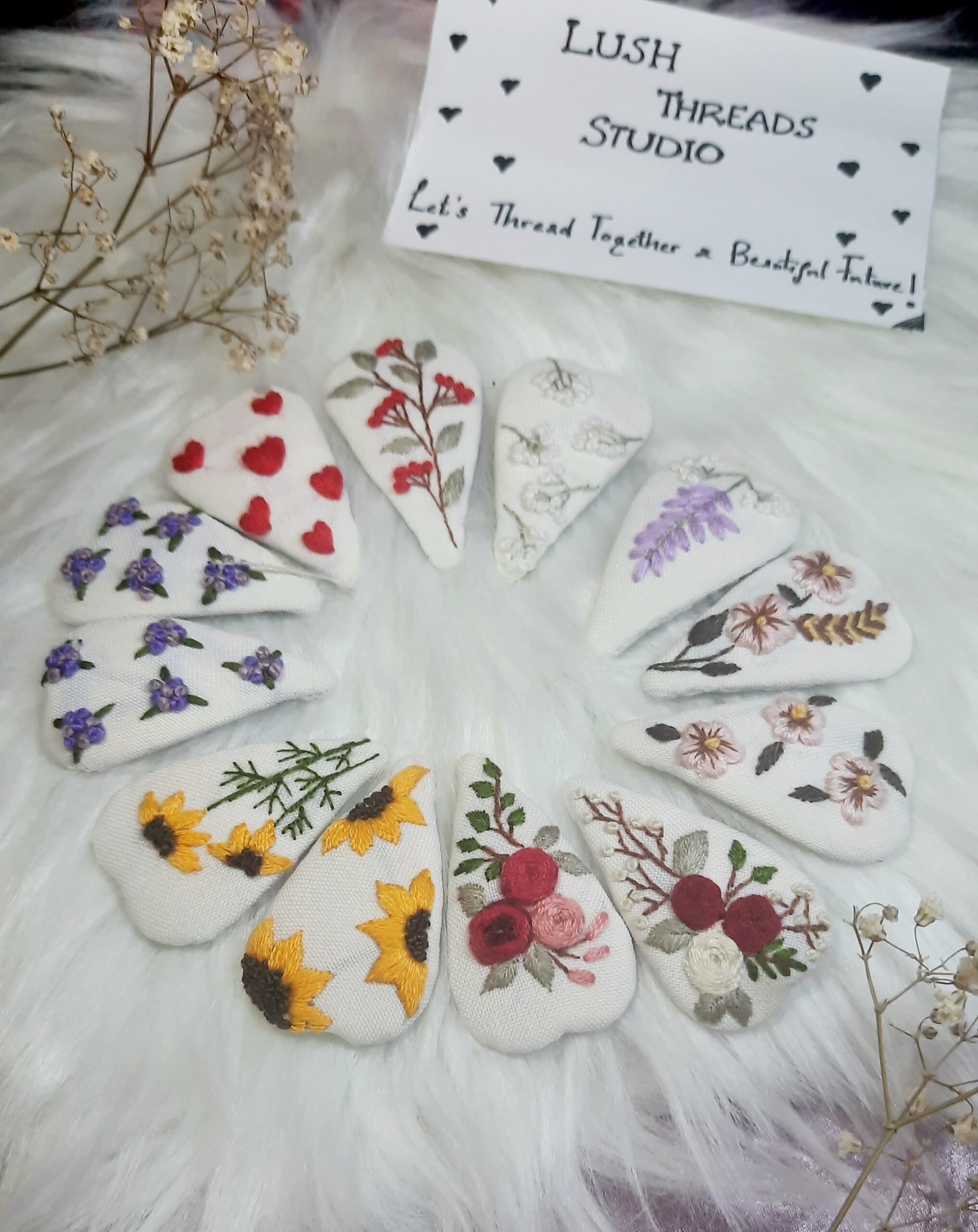 Beautiful Embroidered Handmade Hairclips/Perfect Gift/Accessories
