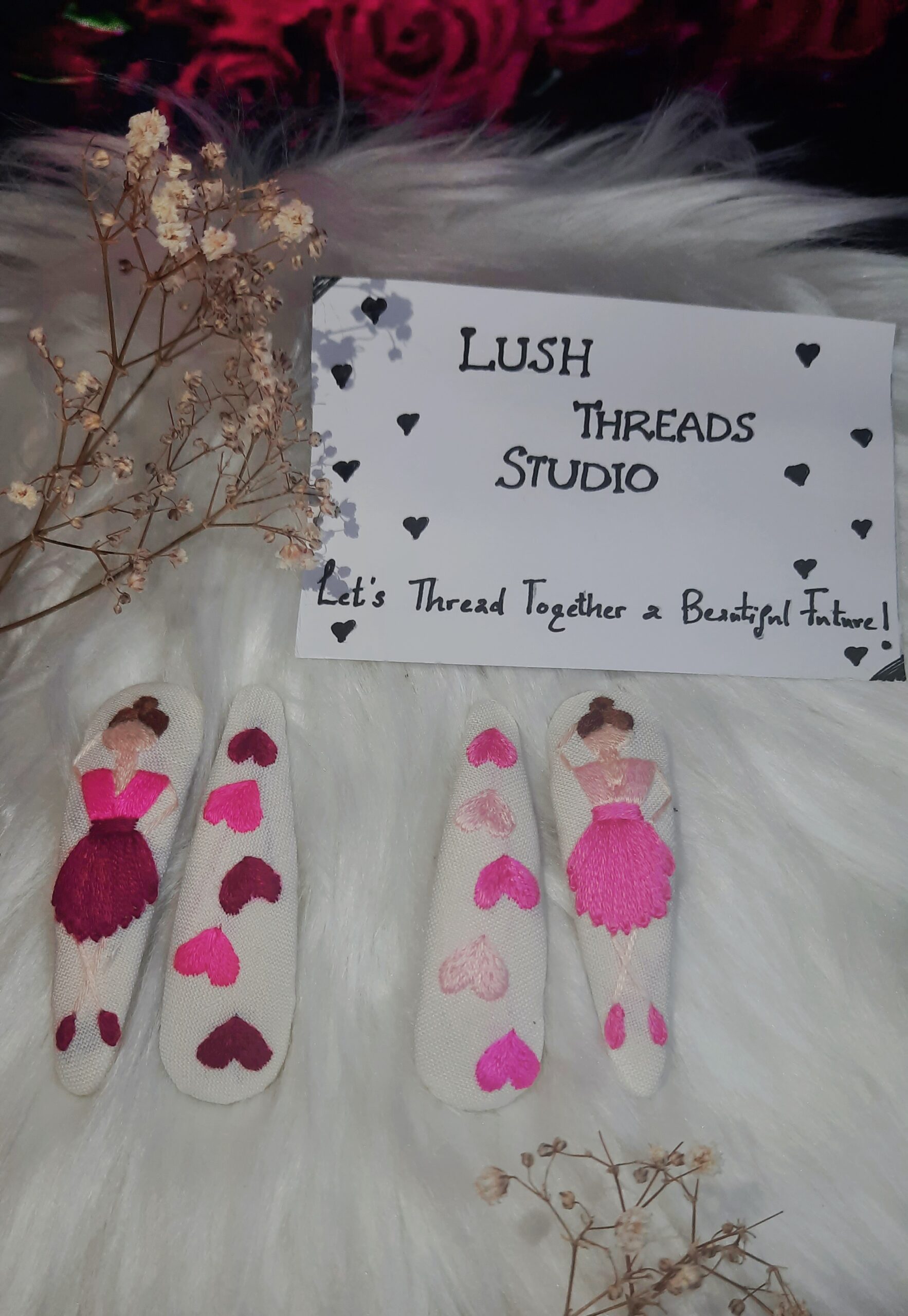 Beautiful Embroidered Handmade Hairclips/Perfect Gift/Accessories