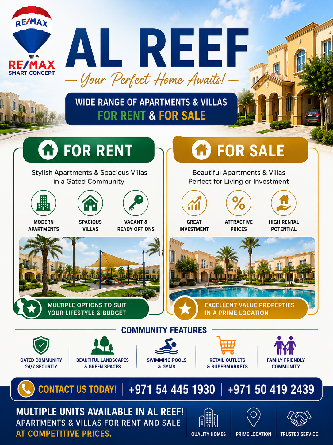 Multiple properties for Rent & Sale in Al Reef – Find Your Perfect Home in Al Reef Multiple Homes. One Perfect Community