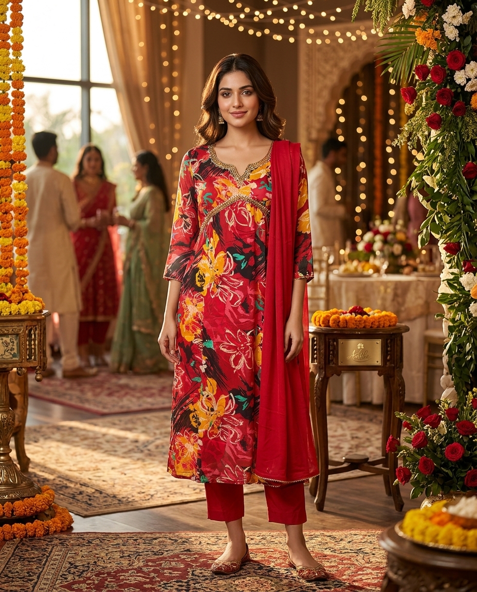 Chinon multicolor Ali Cut 3 piece suit